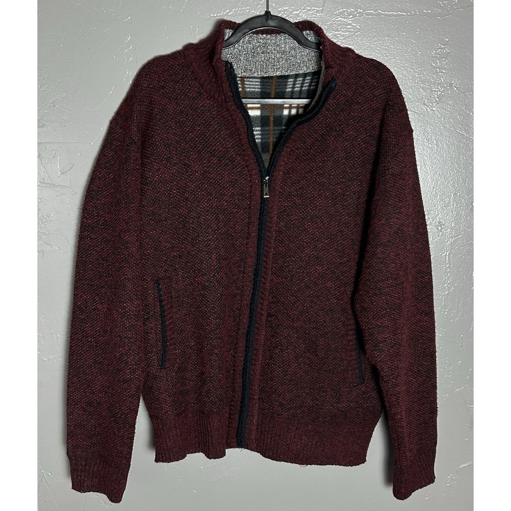 Vcansion Men's 1/2 Zip Maroon Long‎ Sleeve Sweater  Size L Cashmere/cotton